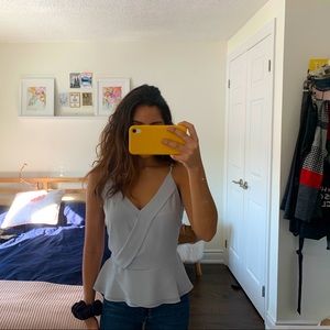 Soft blue blouse tank top